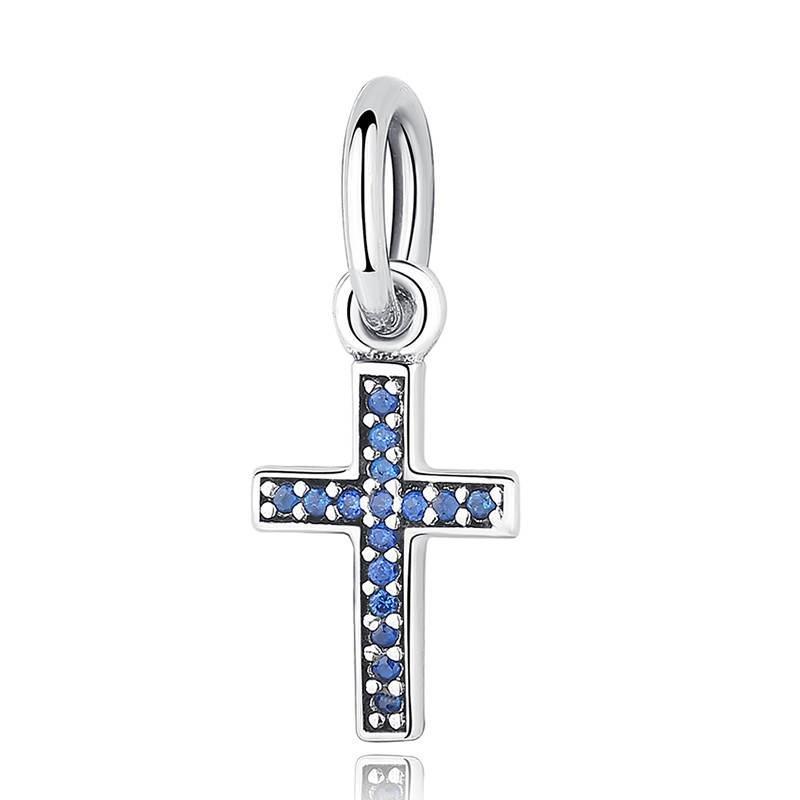 Blaues Kreuz Charm Anhänger 1 PANDACHARMS Blaues Kreuz Charm Anhänger, SKU C01068b