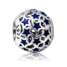 Silberblauer Sternenball Charm 1 PANDACHARMS Silberblauer Sternenball Charm, SKU C02093
