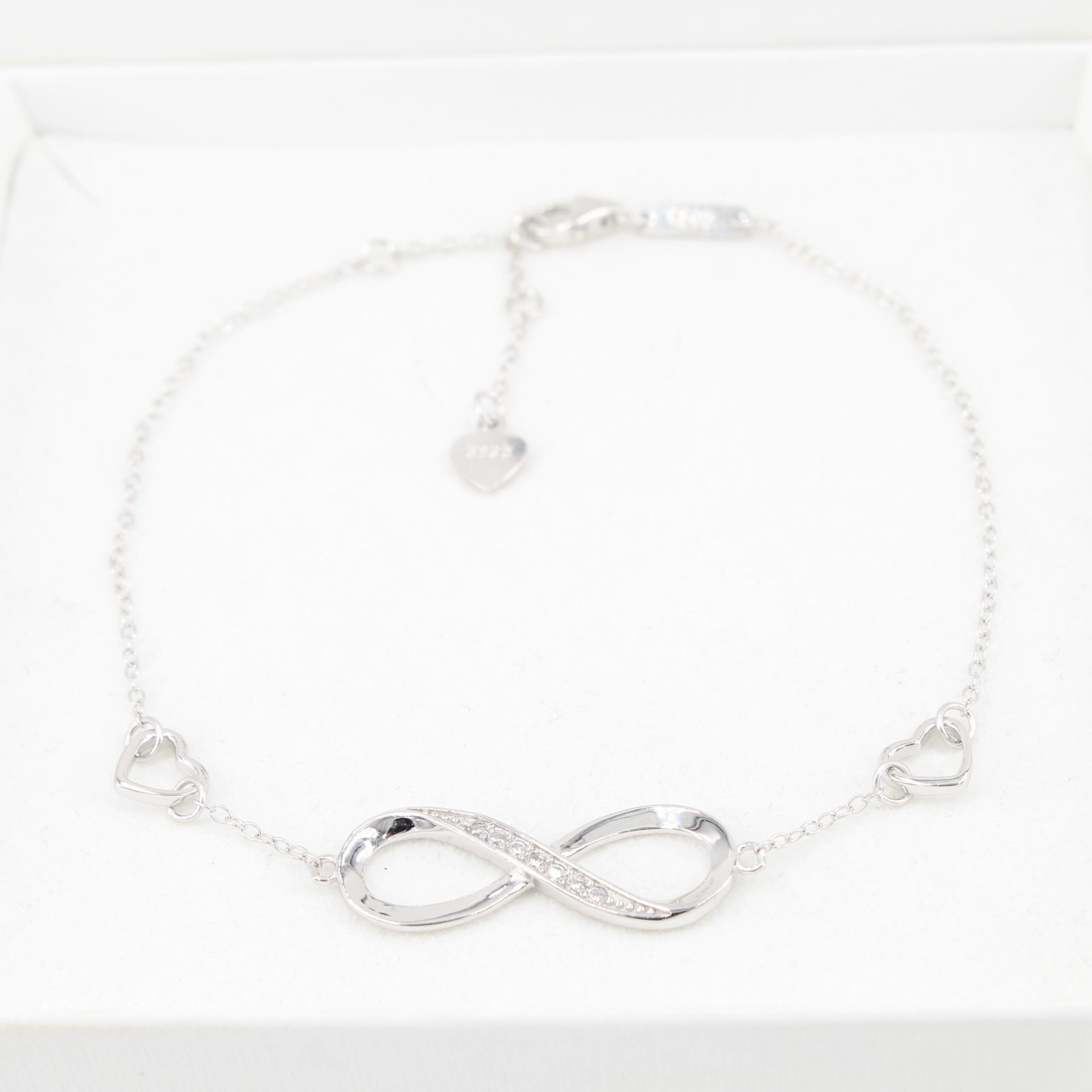 Silber Armband Armkettchen Infinity mit Herzen 2 Silber Armband Armkettchen Infinity mit Herzen