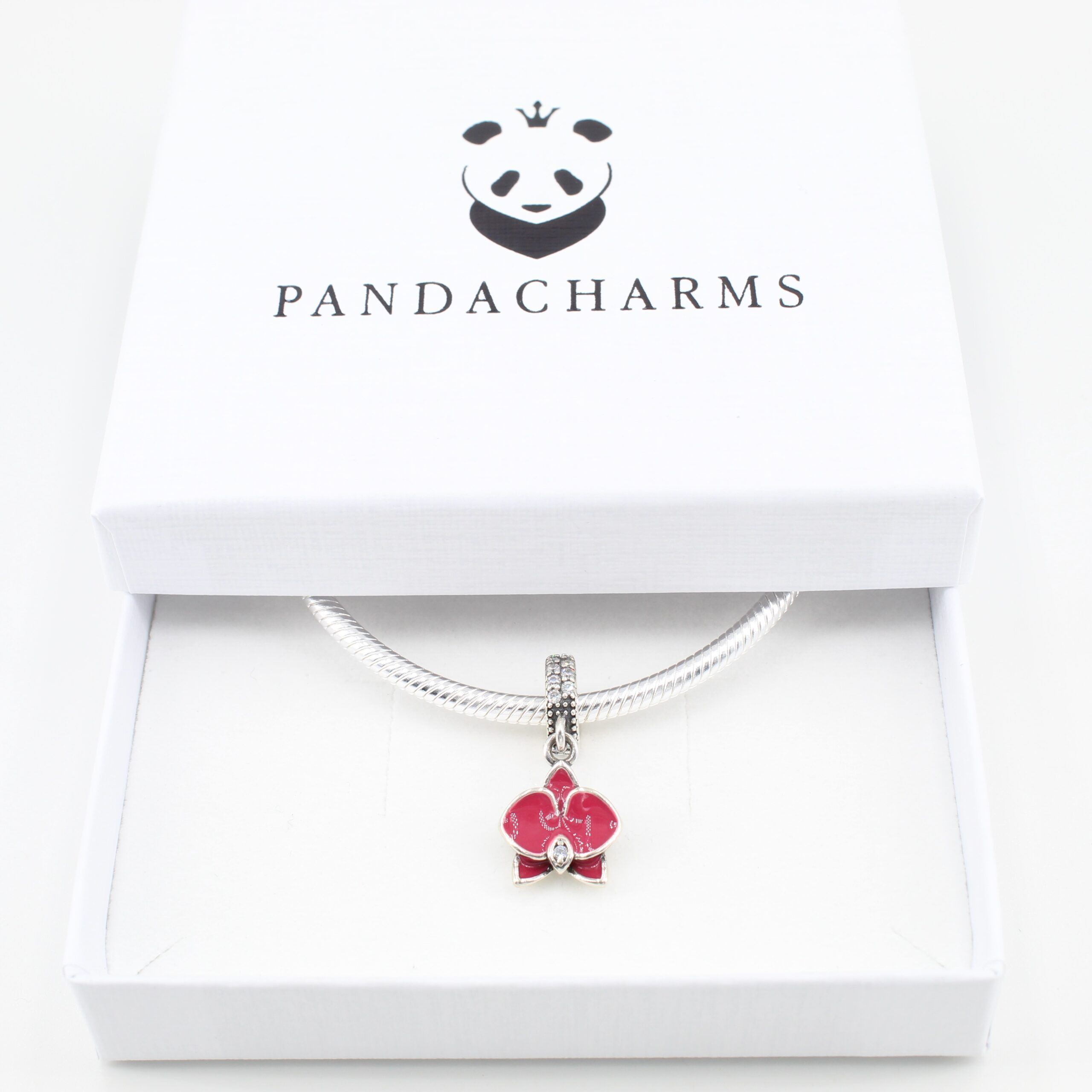 Große Pinke Orchideenblüte Charm Anhänger 3 Große Pinke Orchideenblüte Charm Anhänger