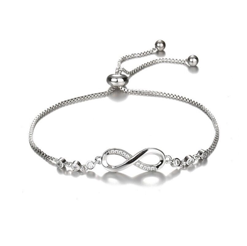 Silber Armband Infinity mit Steinen 1 PANDACHARMS Silber Armband Infinity mit Steinen, SKU B02102