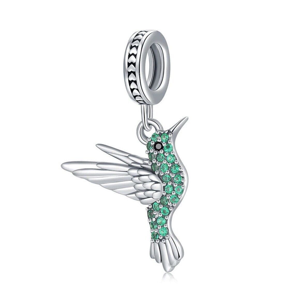 Grüner Kolibri Charm Anhänger 1 PANDACHARMS Grüner Kolibri Charm Anhänger, SKU C03004