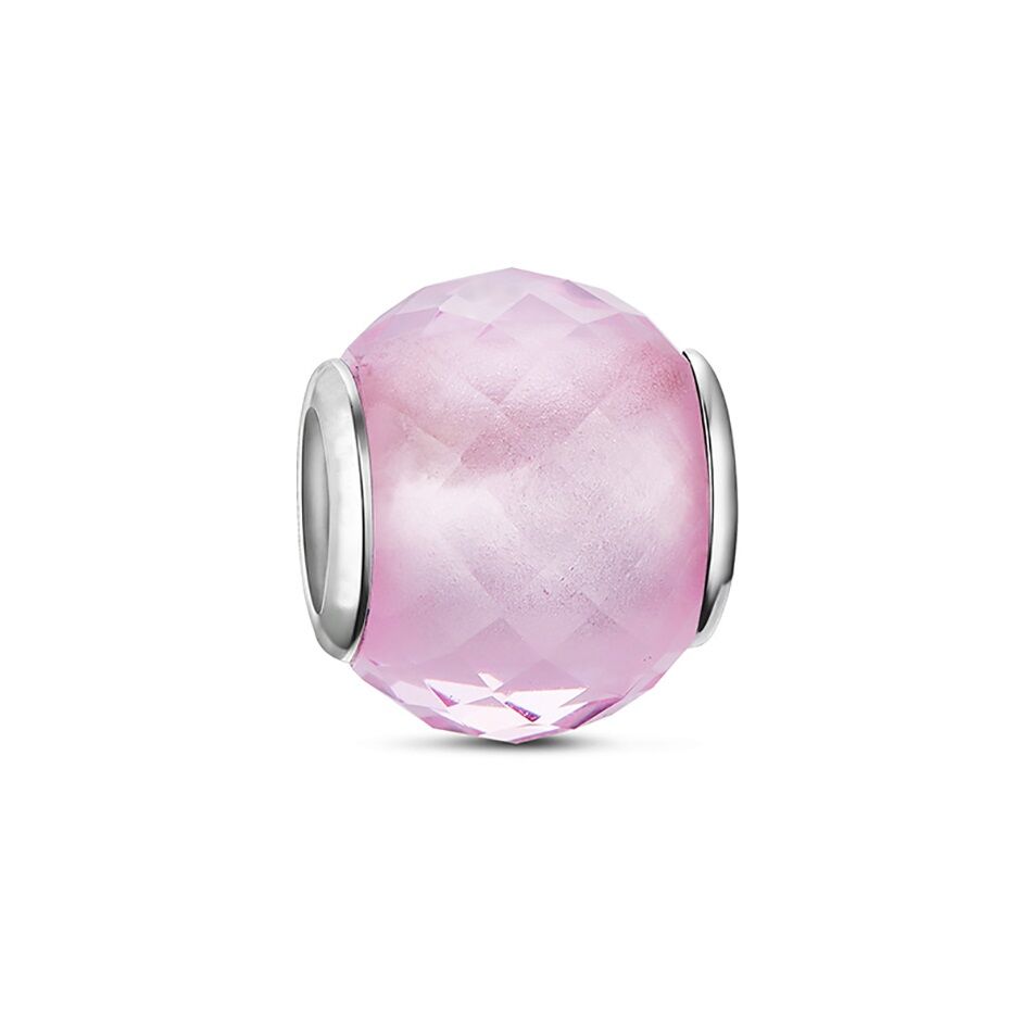 Kleiner Rosa Facettenglas Charm 1 PANDACHARMS Kleiner Rosa Facettenglas Charm, SKU C01034r