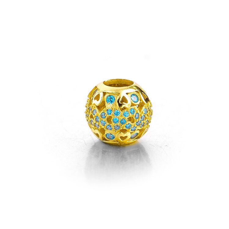 Goldblauer Herzball Charm 2 Goldblauer Herzball Charm