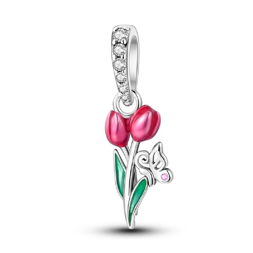 Tulpen mit Schmetterling Charm Anhänger 1 PANDACHARMS Tulpen mit Schmetterling Charm Anhänger, SKU C04015