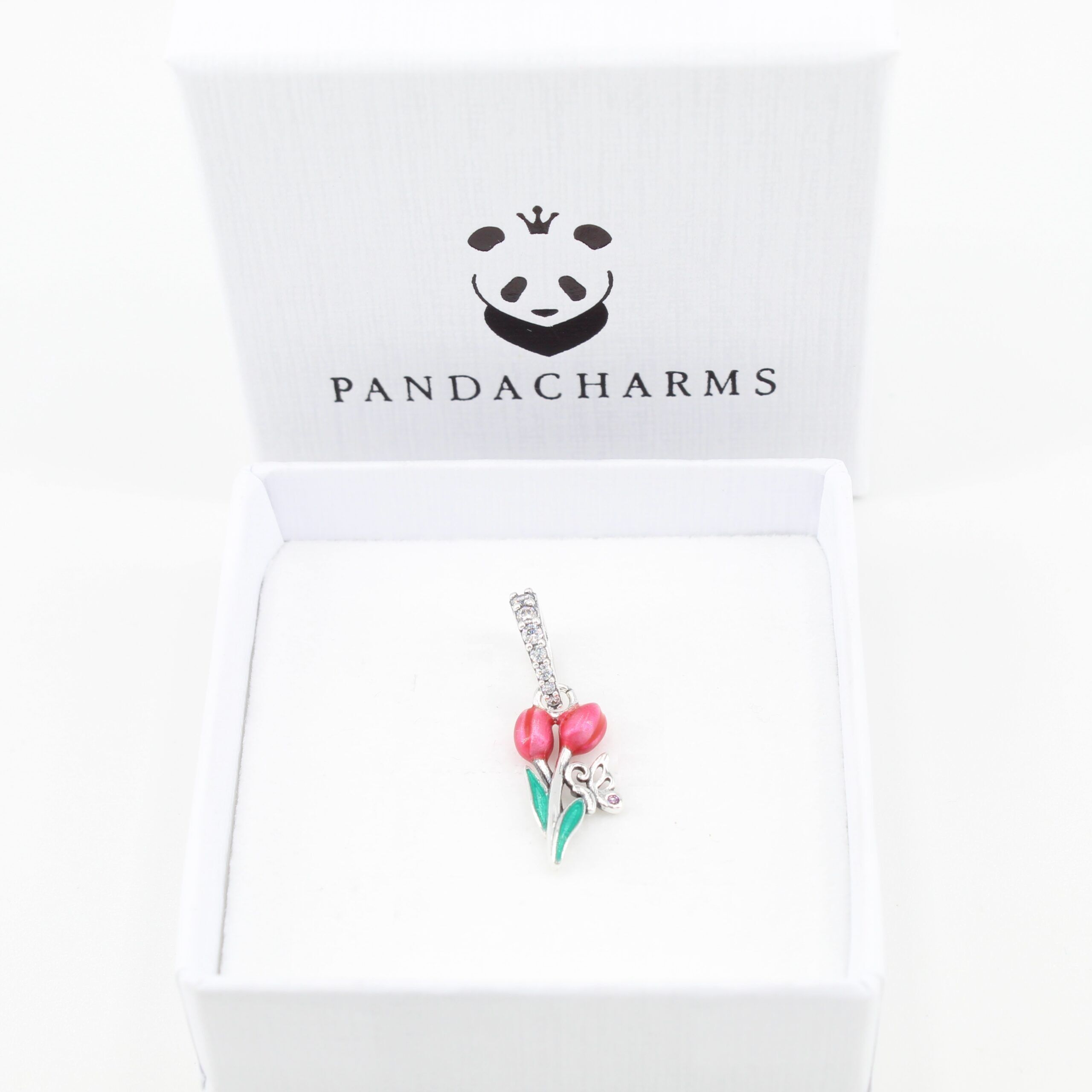 Tulpen mit Schmetterling Charm Anhänger 2 Tulpen mit Schmetterling Charm Anhänger