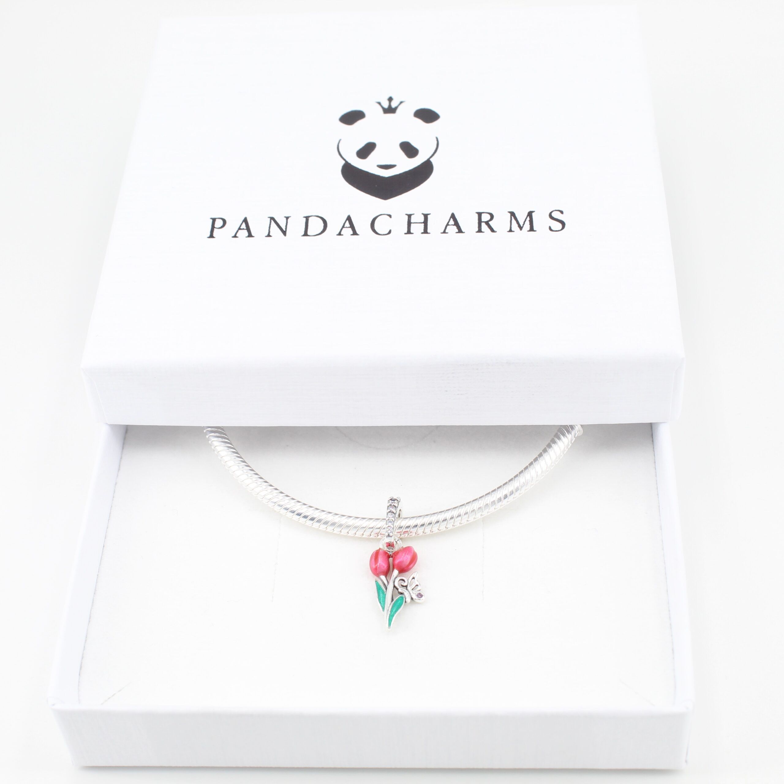 Tulpen mit Schmetterling Charm Anhänger 3 Tulpen mit Schmetterling Charm Anhänger