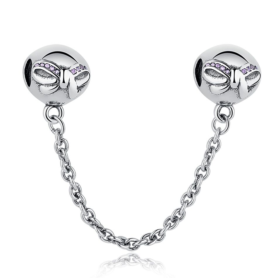 Schleifen Sicherheitskette 1 PANDACHARMS Schleifen Sicherheitskette 925er Silber, SKU C01029