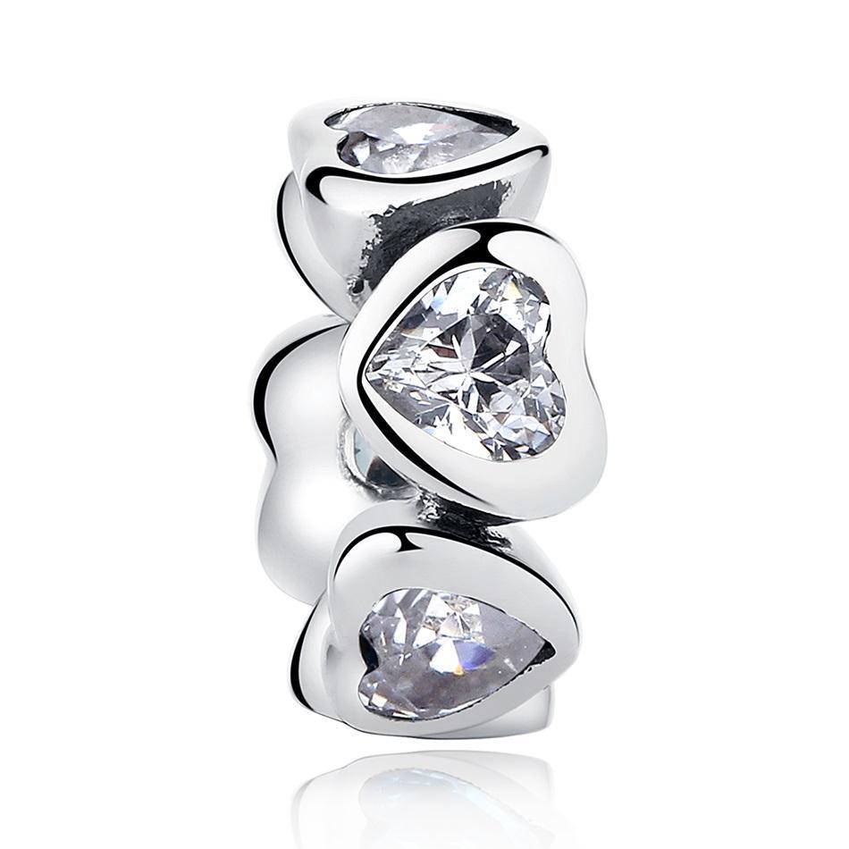 Weiße Herzen Zwischenelement Charm 1 PANDACHARMS Weiße Herzen Zwischenelement Charm, SKU C01048w