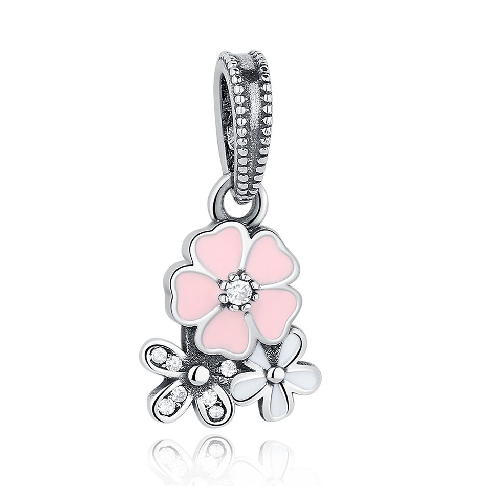 Rosa Blumenstrauß Charm Anhänger 1 PANDACHARMS Rosa Blumenstrauß Charm Anhänger, SKU C01011