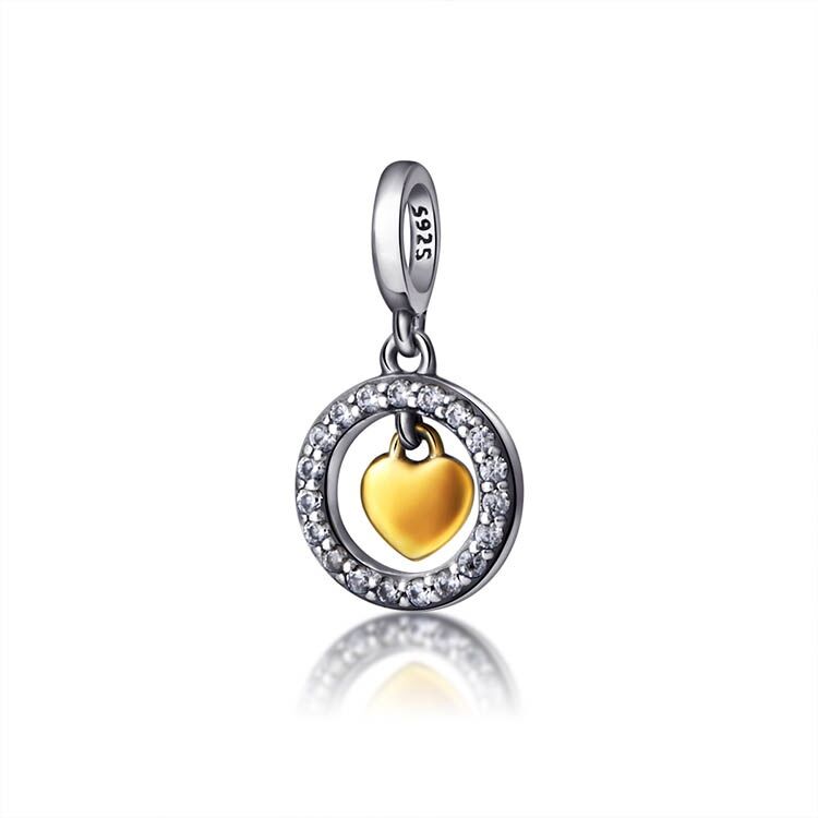Goldenes Herz im Strahlenkranz Charm Anhänger 1 PANDACHARMS Goldenes Herz im Strahlenkranz Anhänger, SKU C02081