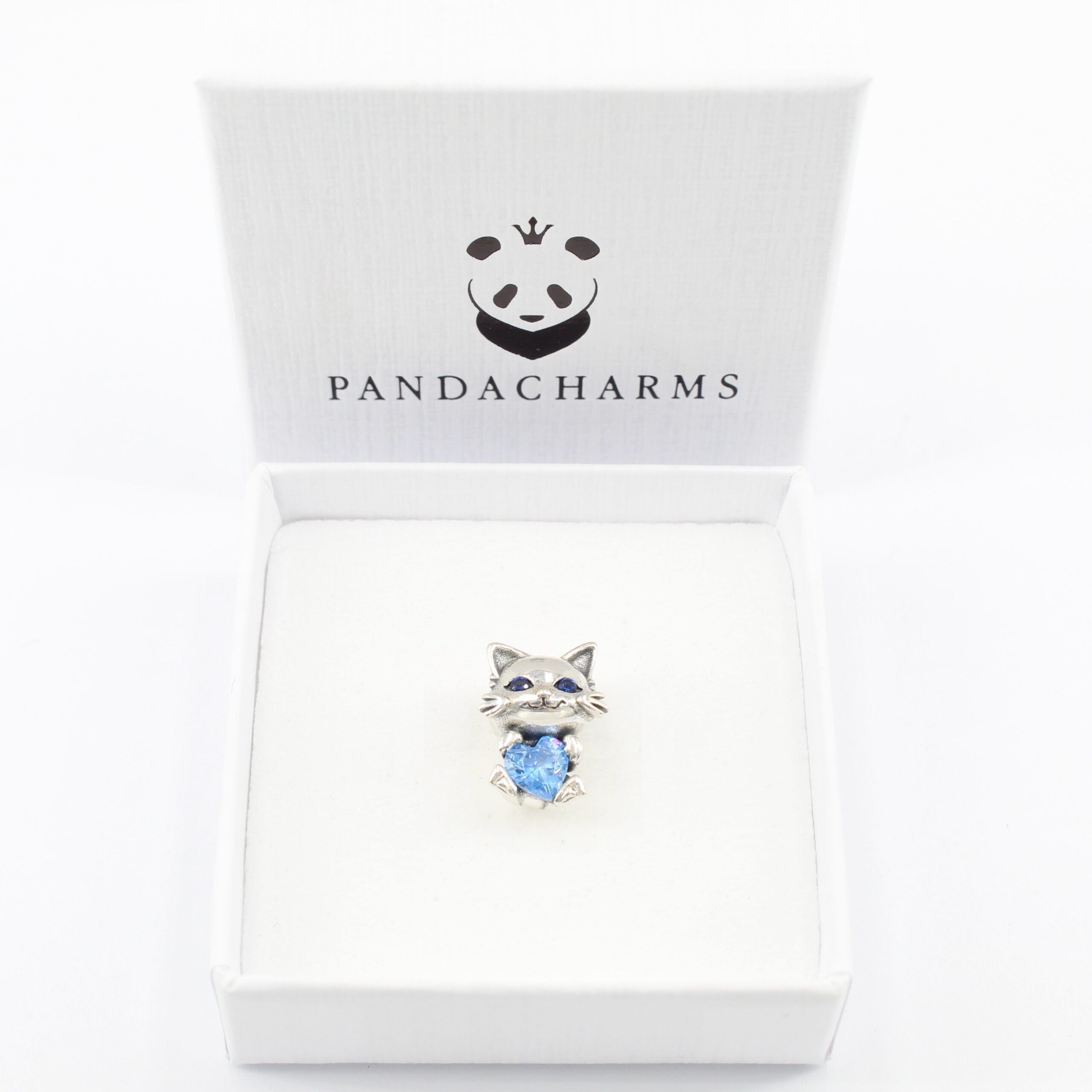 Katze mit Blauem Herz Charm 2 Katze mit Blauem Herz Charm