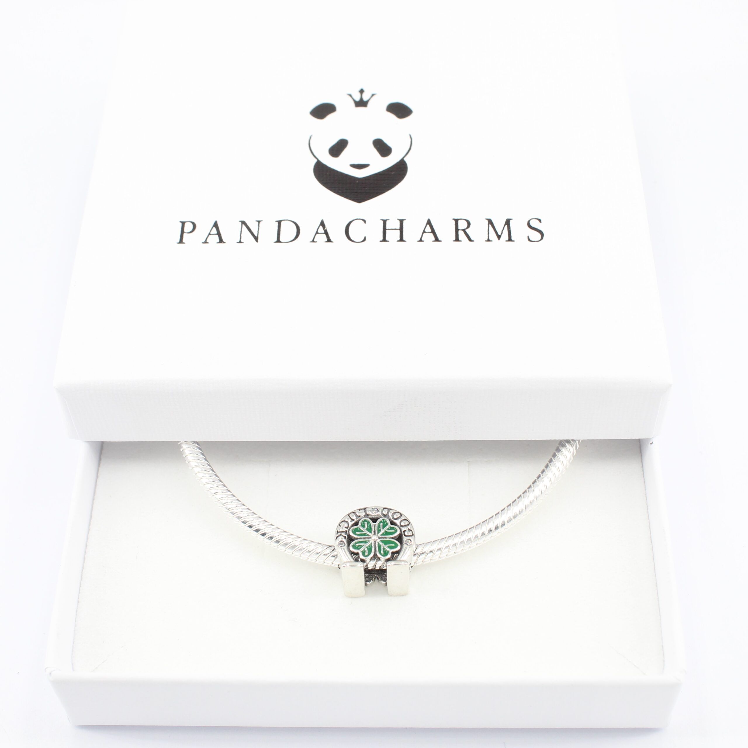 Hufeisen mit Grünem Kleeblatt Charm 3 Hufeisen mit Grünem Kleeblatt Charm