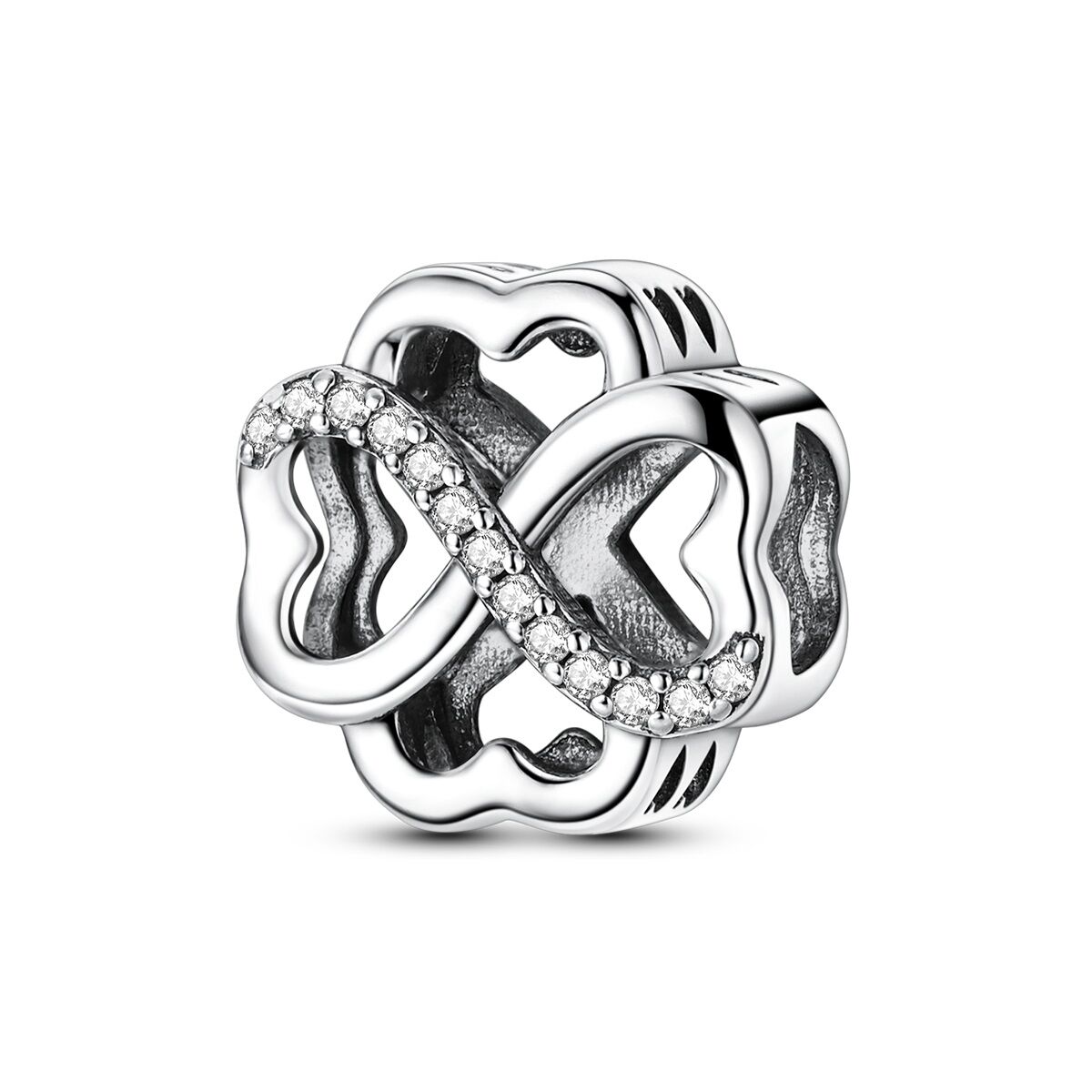 Silbernes Kleeblatt aus Herzen Charm 1 PANDACHARMS Silbernes Kleeblatt aus Herzen Charm, SKU C04088