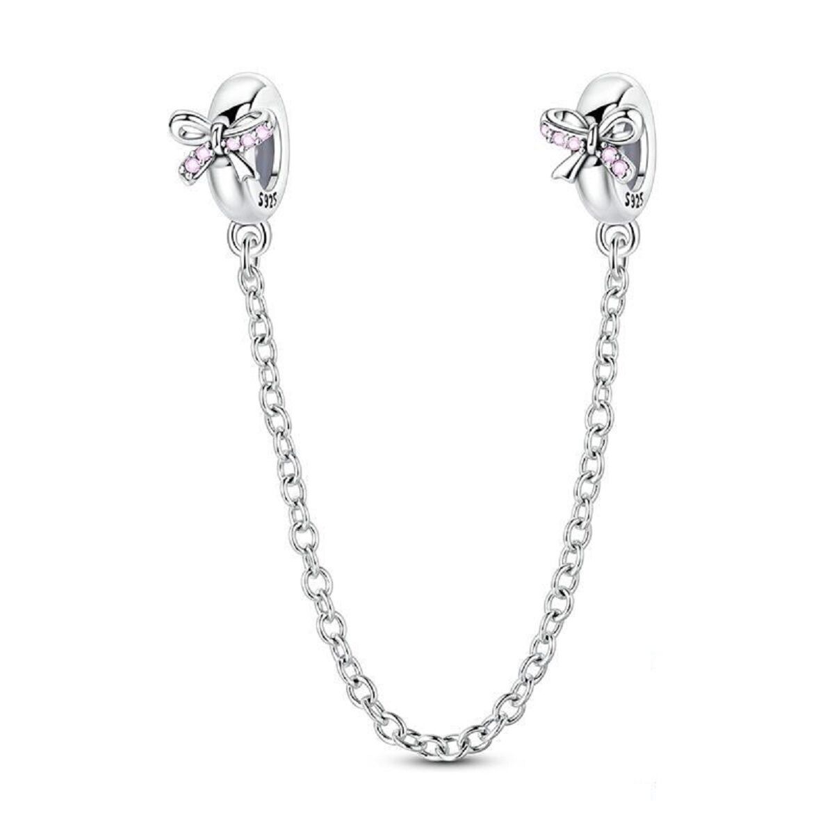 Rosa Schleifen Stopper Sicherheitskette 1 PANDACHARMS Rosa Schleifen Stopper Sicherheitskette, SKU C04094