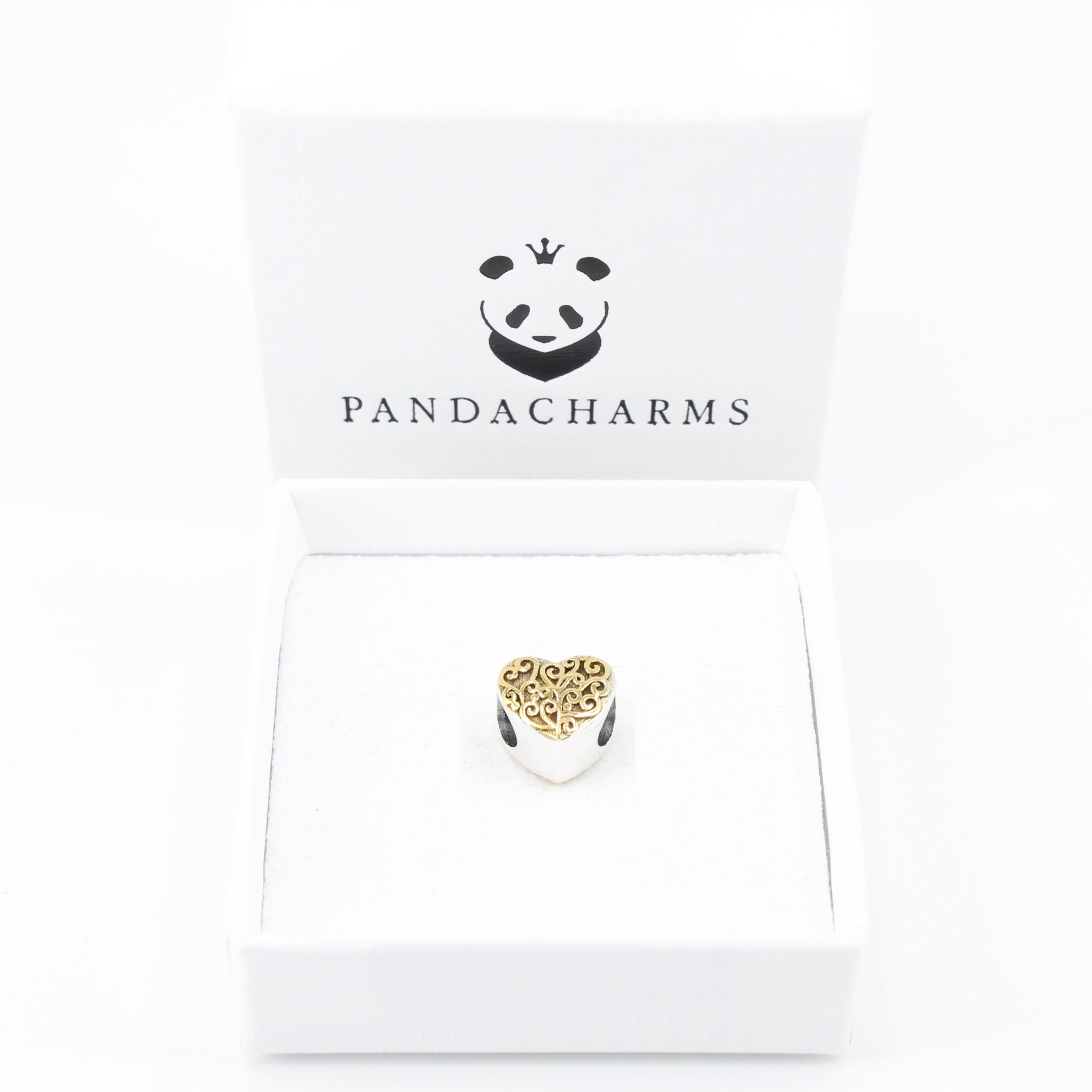 Goldenes Ornamentherz Charm 2 Goldenes Ornamentherz Charm