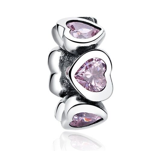 Rosa Herzen Zwischenelement Charm 1 PANDACHARMS Rosa Herzen Zwischenelement Charm, SKU C01048r