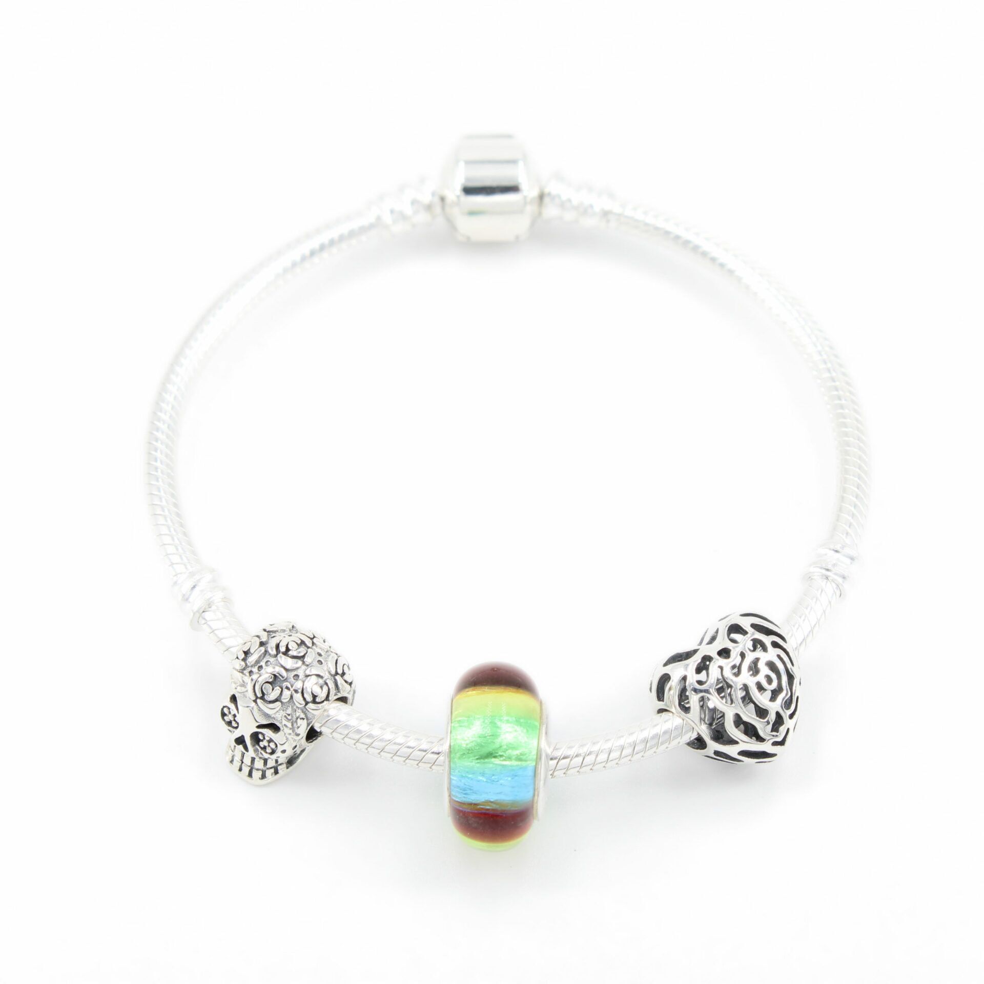 Armband mit Charms Set PSYCHODELIC SKULL 1 PANDACHARMS Armband mit Charms Set PSYCHODELIC SKULL, SKU S01007