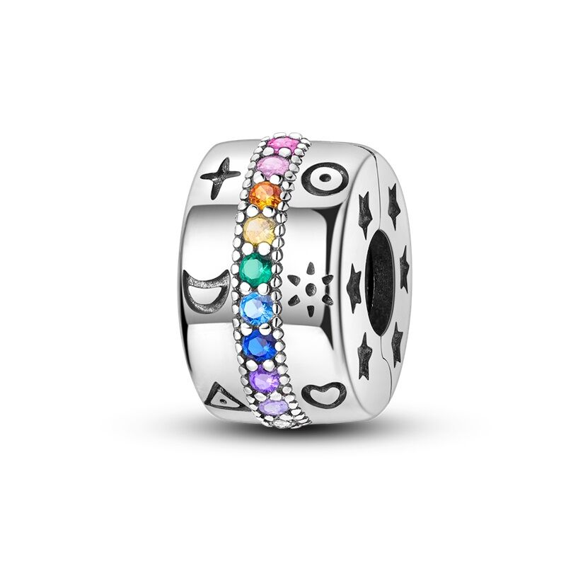 Runensysmbole mit Bunter Steinreihe Clip Charm 1 PANDACHARMS Runensymbole mit Bunter Steinreihe Clip Charm, SKU C04077