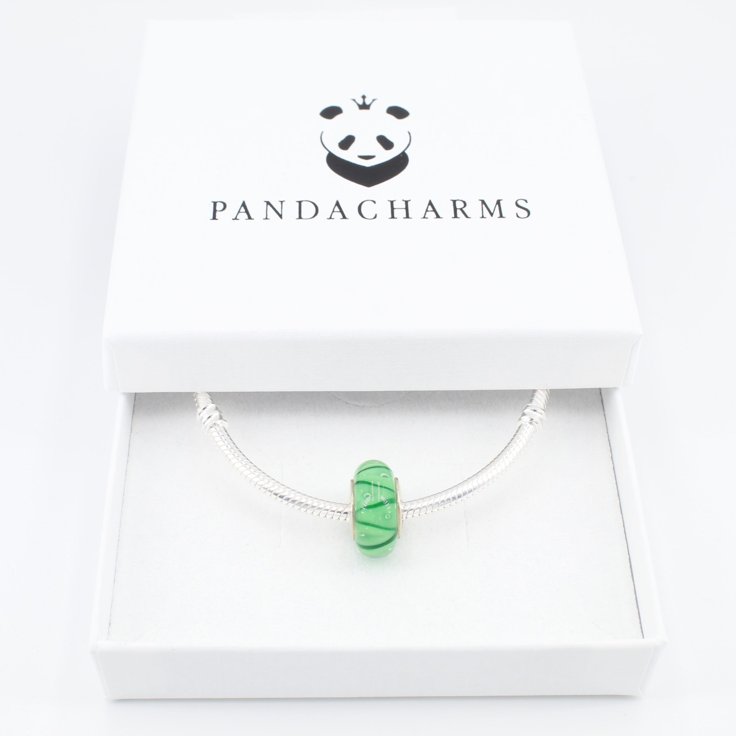 Grünes Zickzack Glas Charm 3 Grünes Zickzack Glas Charm