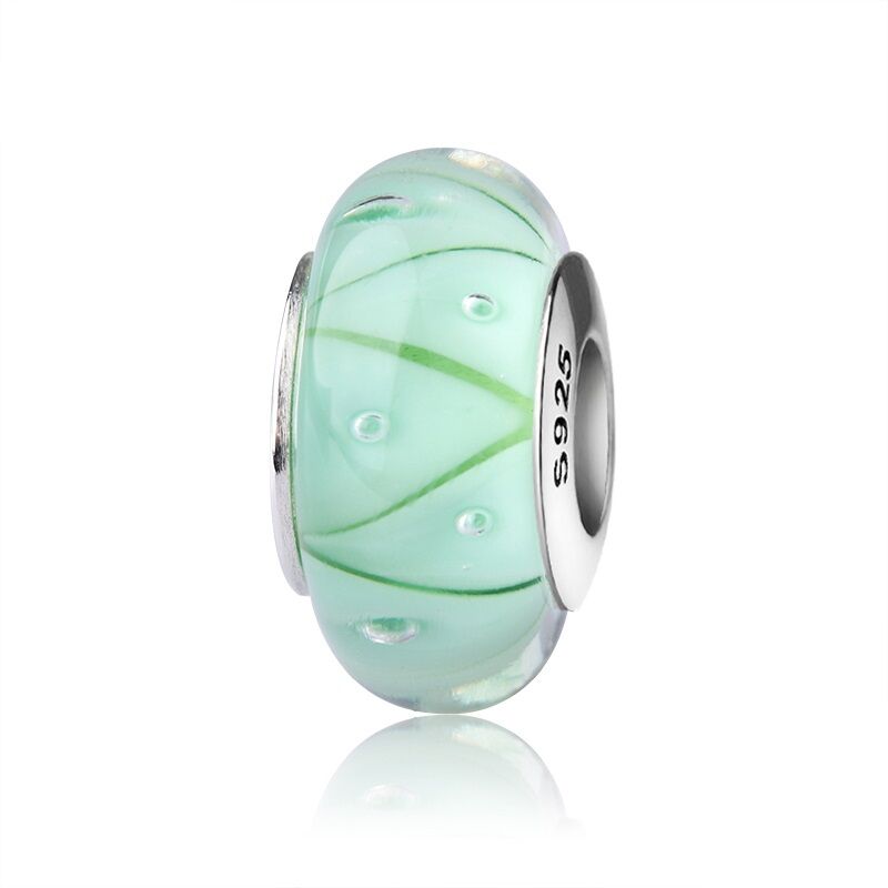 Grünes Zickzack Glas Charm 1 PANDACHARMS Grünes Zickzack Glas Charm, SKU C02053g