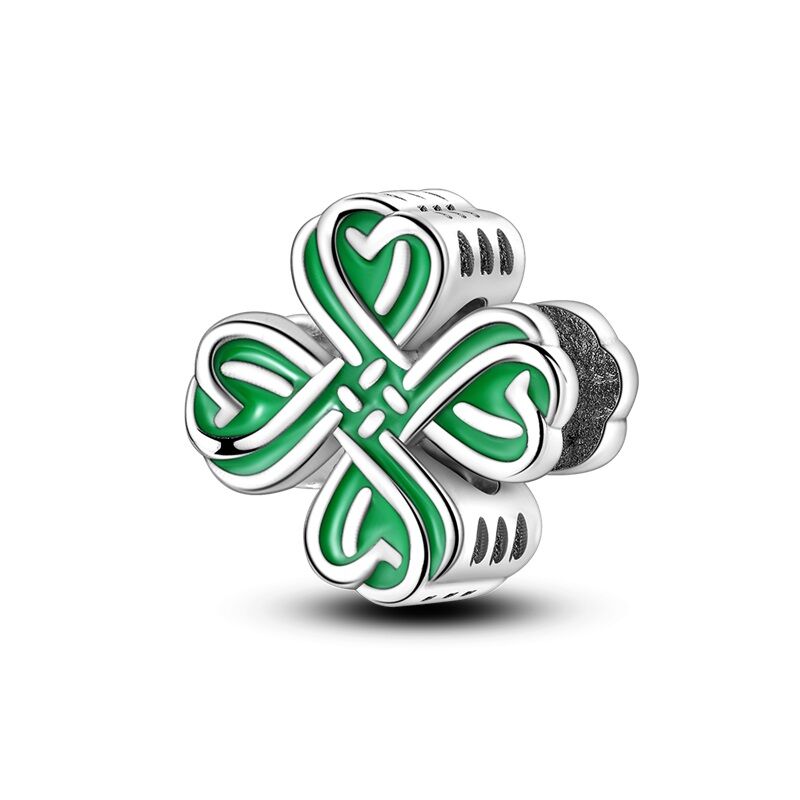 Vierblättriges Kleeblatt Glücksbringer Charm 1 PANDACHARMS Vierblättriges Kleeblatt Glücksbringer Charm, SKU C04044