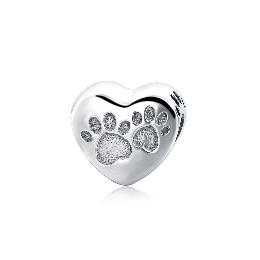 Hundepfötchen Herz Silber Charm 1 PANDACHARMS Hundepfötchen Herz Silber Charm, SKU C02022