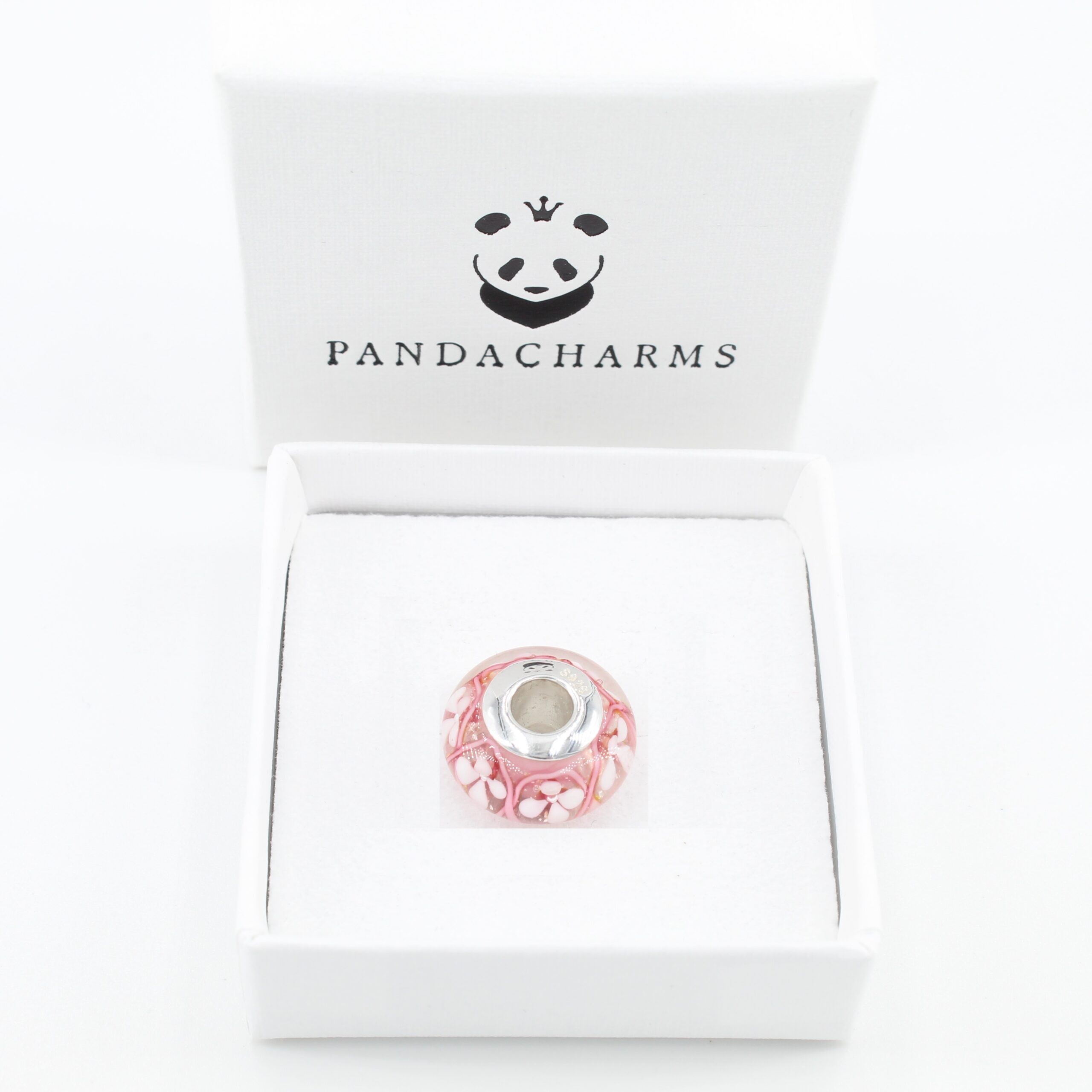 Rosa Blumengirlande Glas Charm 2 Rosa Blumengirlande Glas Charm