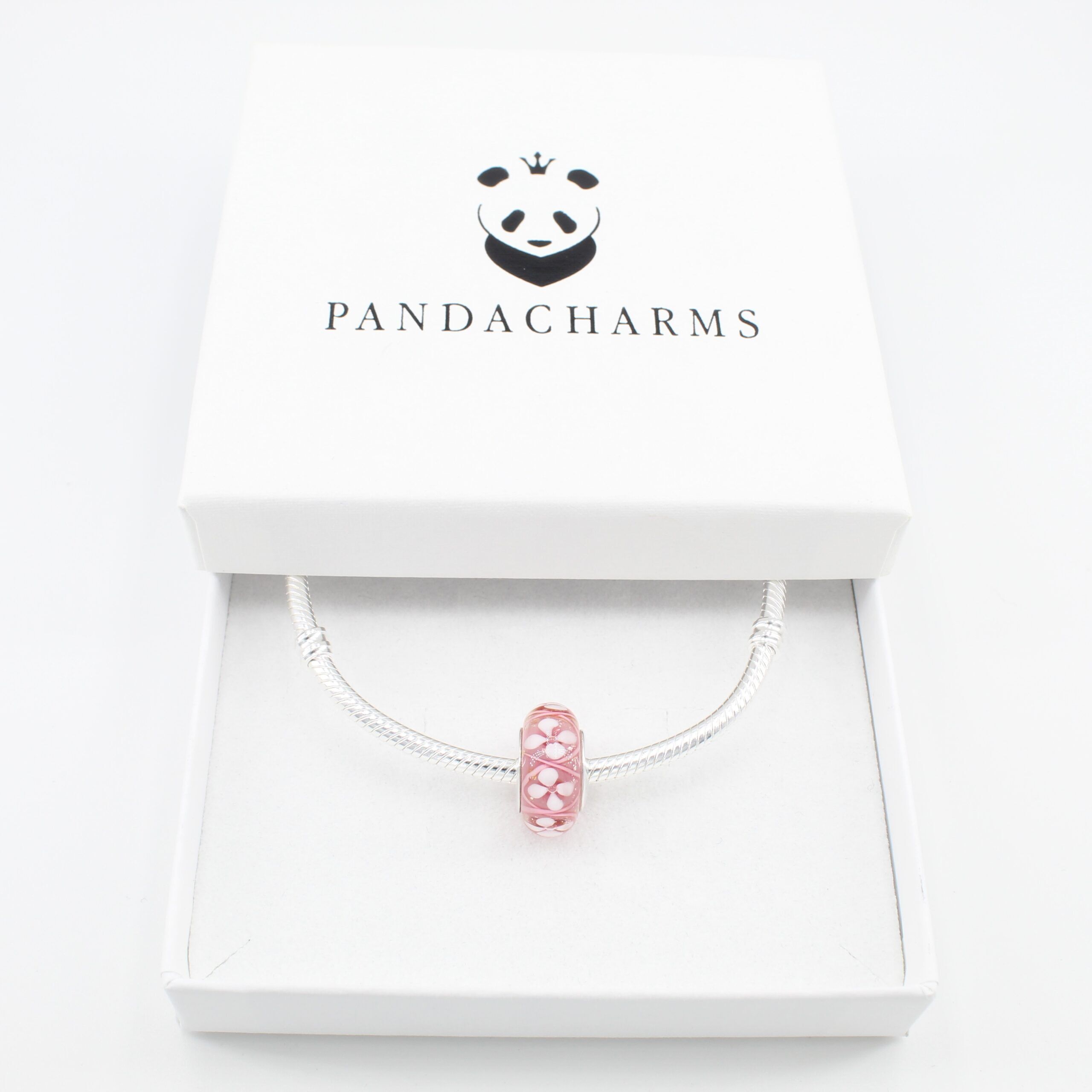 Rosa Blumengirlande Glas Charm 3 Rosa Blumengirlande Glas Charm