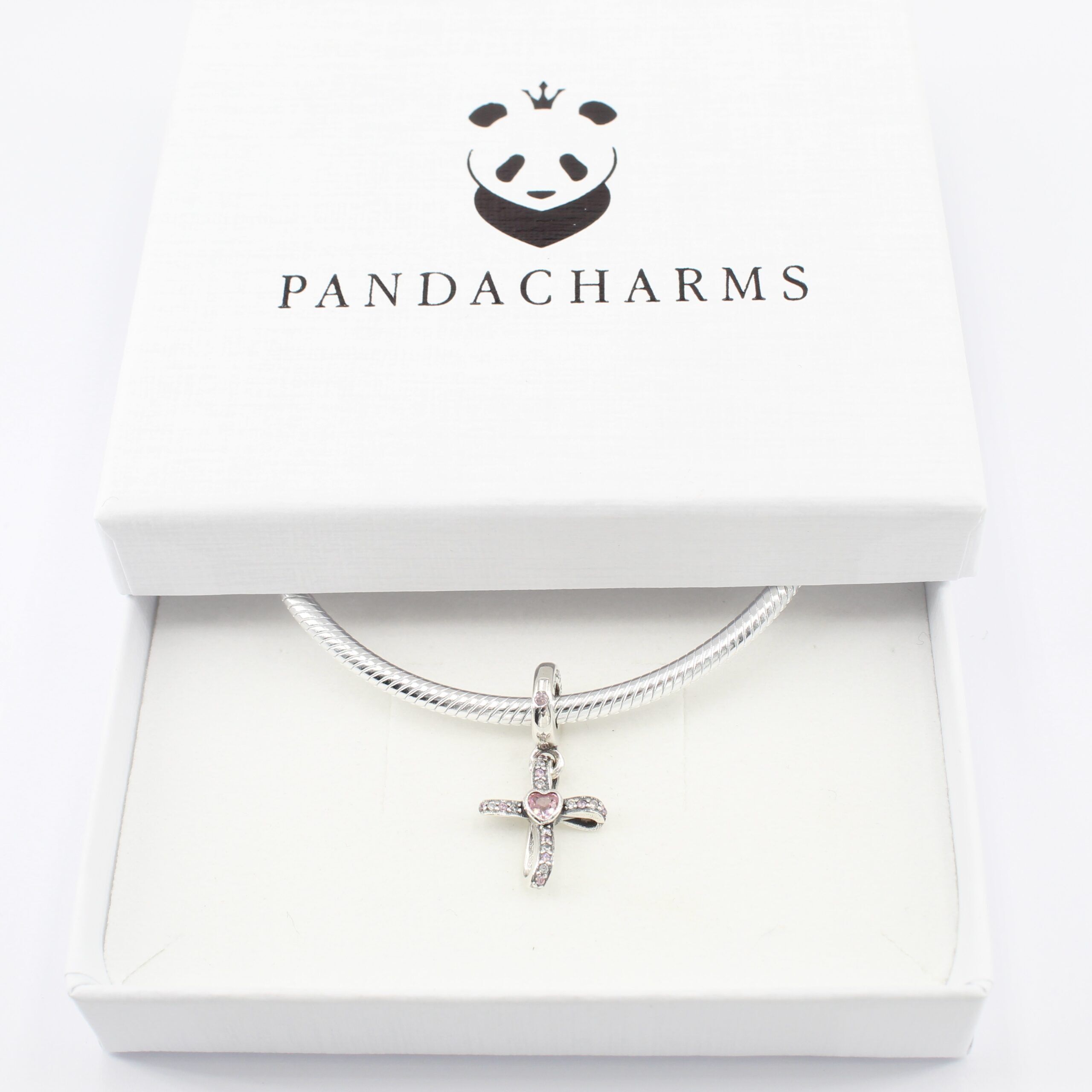 Verschlungenes Rosa Kreuz Charm Anhänger 3 Verschlungenes Rosa Kreuz Charm Anhänger