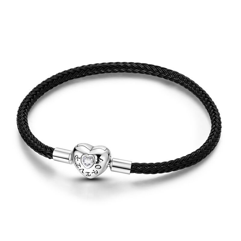 Schwarzes Charm Armband Forever Herz 1 PANDACHARMS Schwarzes Charm Armband Forever Herz, SKU B04101