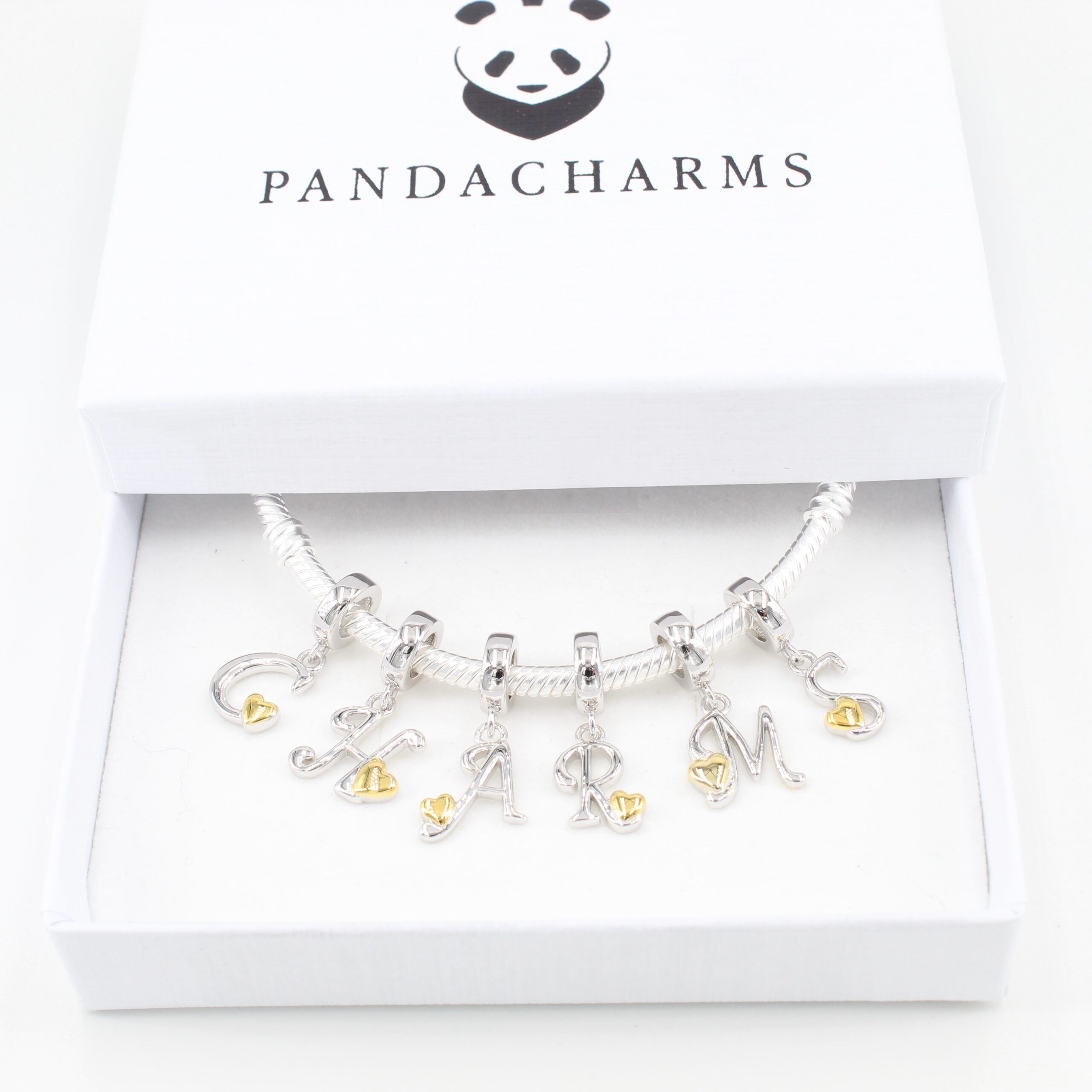 Buchstabe mit goldenem Herz Charm Anhänger 3 Buchstabe mit goldenem Herz Charm Anhänger