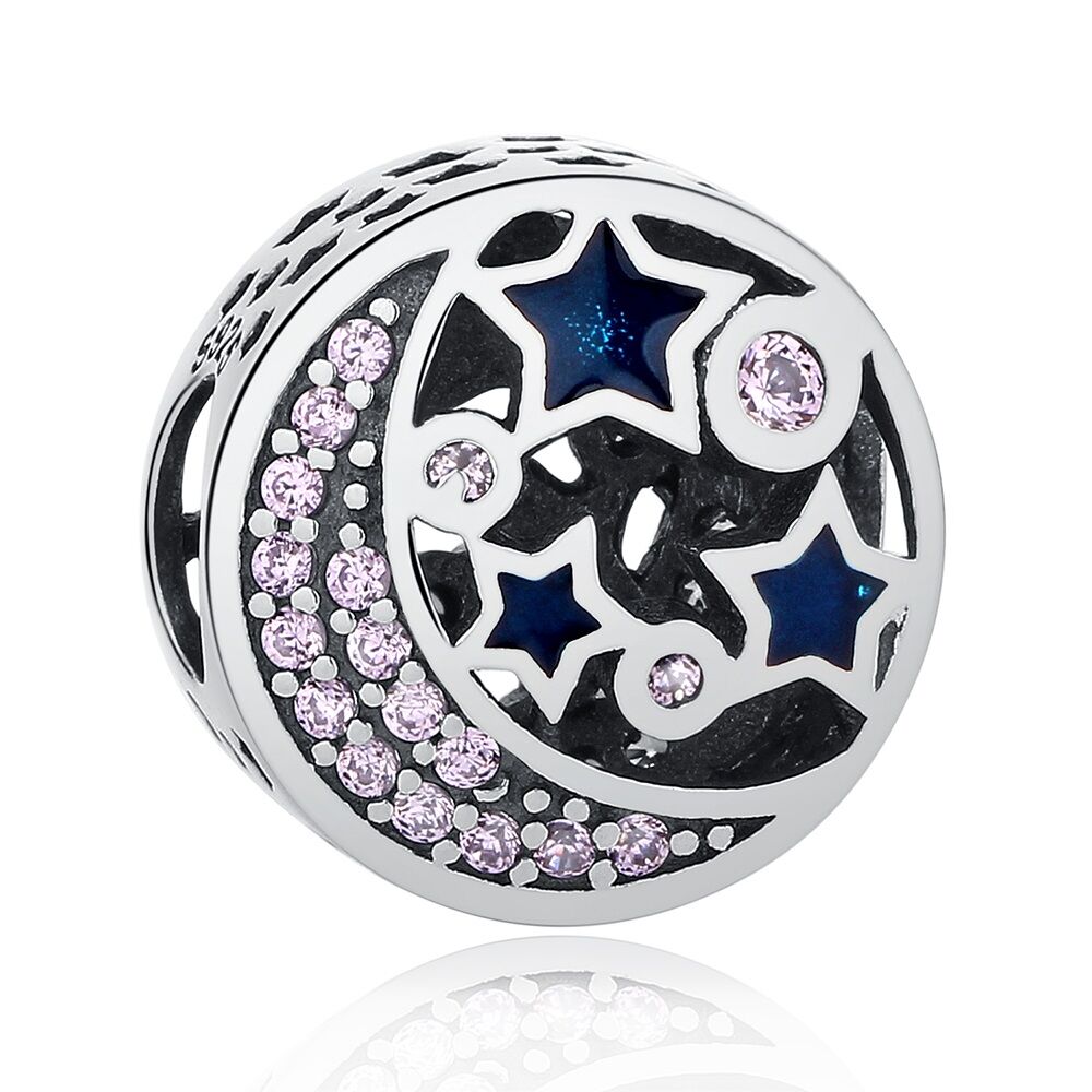 Rosa Sternenhimmel Charm 1 PANDACHARMS Rosa Sternenhimmel Charm, SKU C01033r
