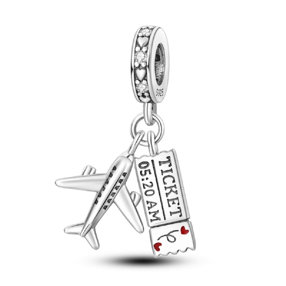 Urlaubsreif Ticket und Flugzeug Charm Anhänger 1 PANDACHARMS Urlaubsreif Ticket und Flugzeug Charm Anhänger, SKU C04004