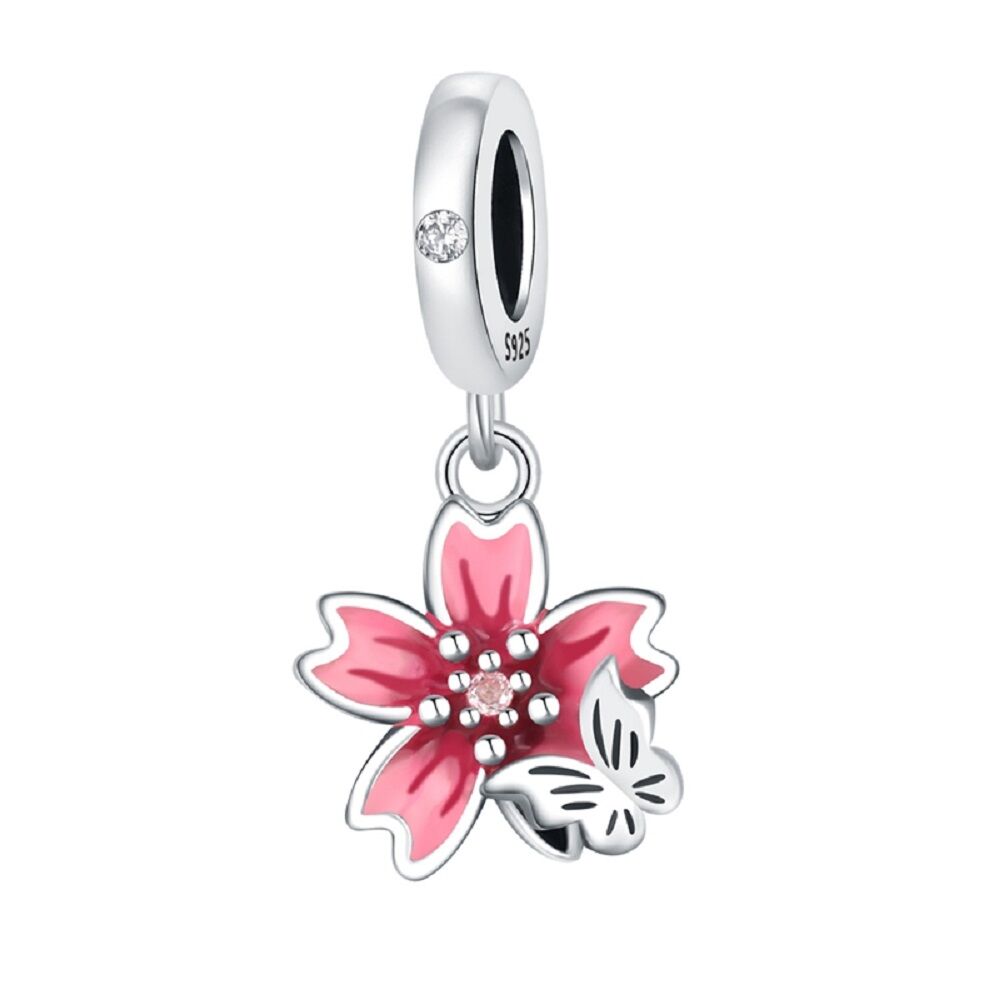 Kirschblüte mit Schmetterling Charm Anhänger 1 PANDACHARMS Kirschblüte mit Schmetterling Charm Anhänger, SKU C04037