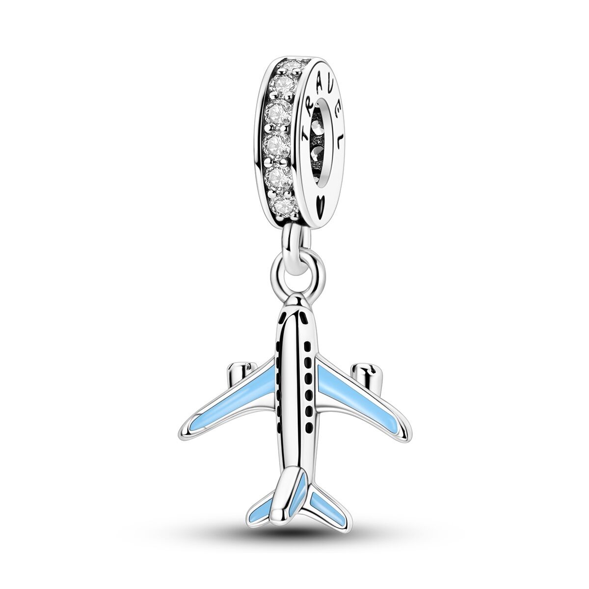 Hellblaues Flugzeug Charm Anhänger 1 PANDACHARMS Hellblaues Flugzeug Charm Anhänger, SKU C04041