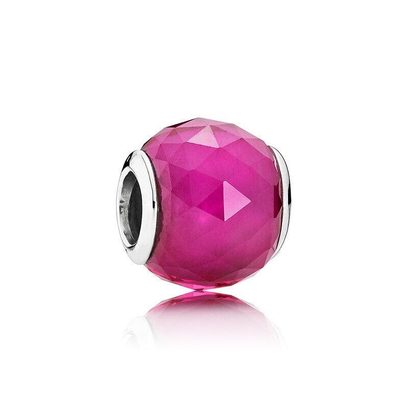 Kleiner Pinker Facettenglas Charm 1 PANDACHARMS Kleiner Pinker Facettenglas Charm, SKU C01034p