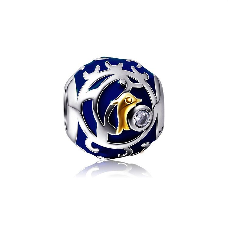 Goldene Delfine im Ozean Charm 1 PANDACHARMS Goldene Delfine im Ozean Charm, SKU C02070