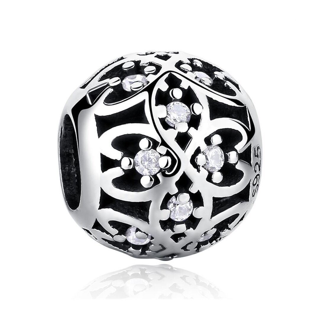 Herzornamentball mit Steinen Charm 1 PANDACHARMS Herzornamentball mit Steinen Charm, SKU C01032