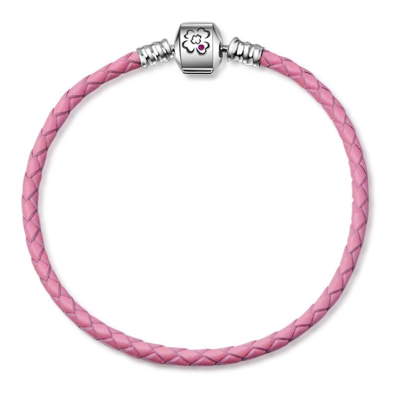 Leder Armband mit Charm Set LOVE MY PET 3 B02013-19-damen-leder-armband-rosa-kleeblatt-gravur-19cm-pic01.jpg