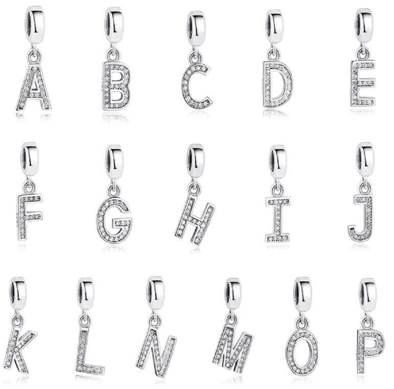 Armband mit Charms Set LOVE LETTERS 6 PANDACHARMS Alphabet Silber Buchstaben Charm Anhänger, SKU C01042