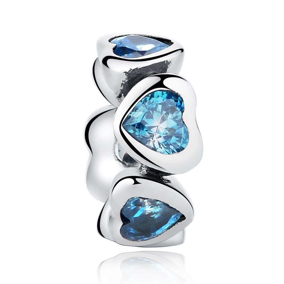 Blaue Herzen Zwischenelement Charm 1 PANDACHARMS Blaue Herzen Zwischenelement Charm, SKU C01048b