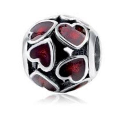 Roter Herzball Charm 1 PANDACHARMS Roter Herzball Charm, SKU C02094