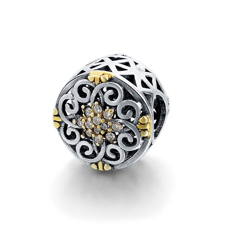 Goldener Blütenwirbel Charm 1 PANDACHARMS Goldener Blütenwirbel Charm, SKU C02080