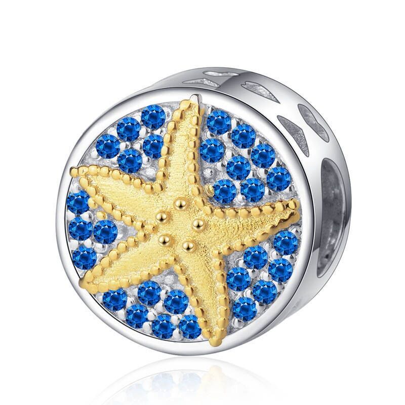Mädchen Armband mit Charms Set TIERE DES MEERES 7 C02007-goldener-seestern-auf-meeresgrund-charm-pic01.jpg