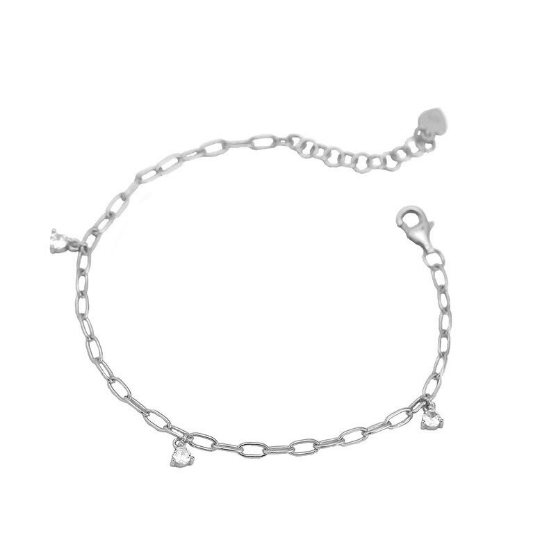 Silber Armband Gliederkettchen mit Steinen 1 PANDACHARMS Silber Armband Gliederkettchen mit Steinen, SKU B01110