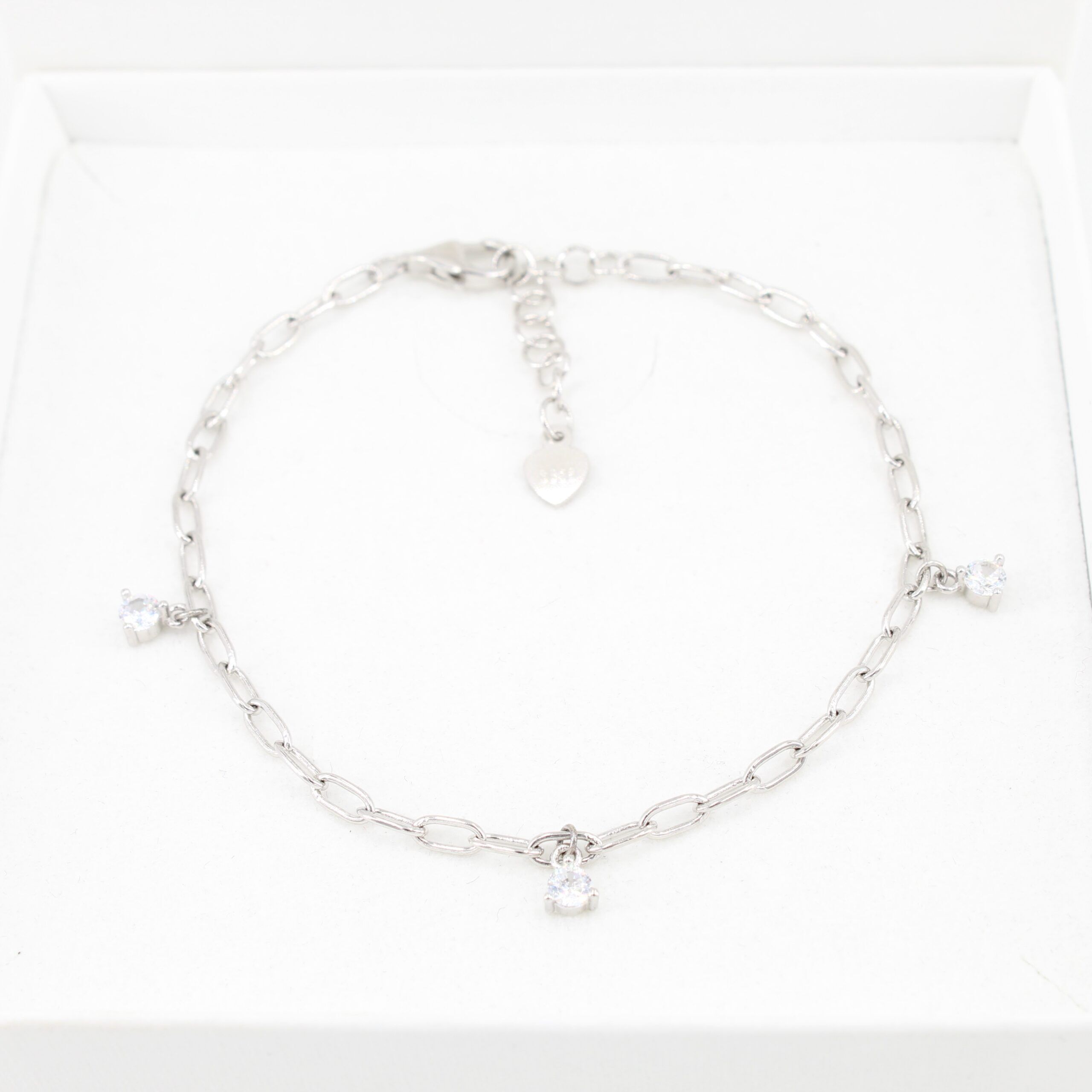 Silber Armband Gliederkettchen mit Steinen 2 Silber Armband Gliederkettchen mit Steinen