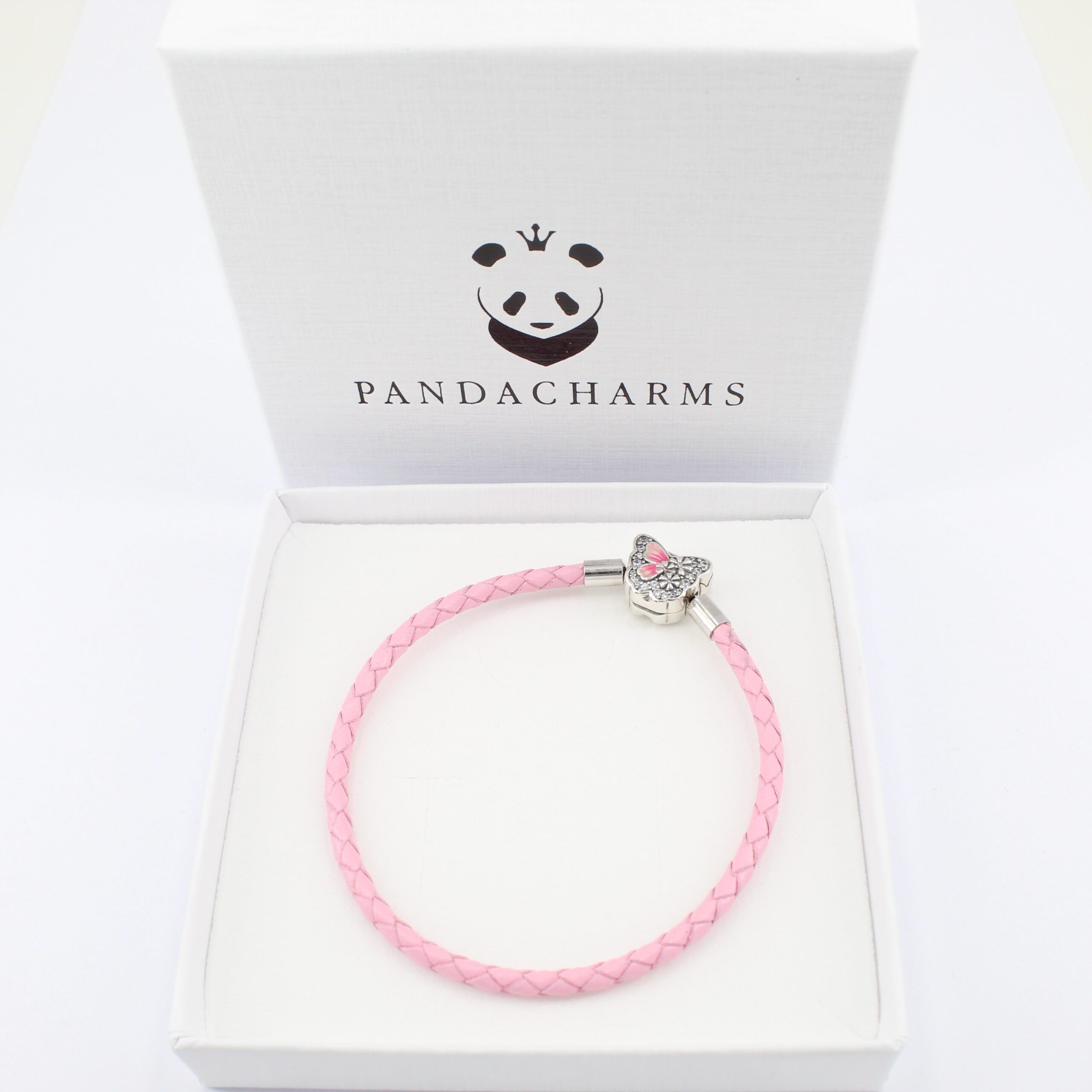 Rosa Leder Charm Armband Schmetterling 2 Rosa Leder Charm Armband Schmetterling