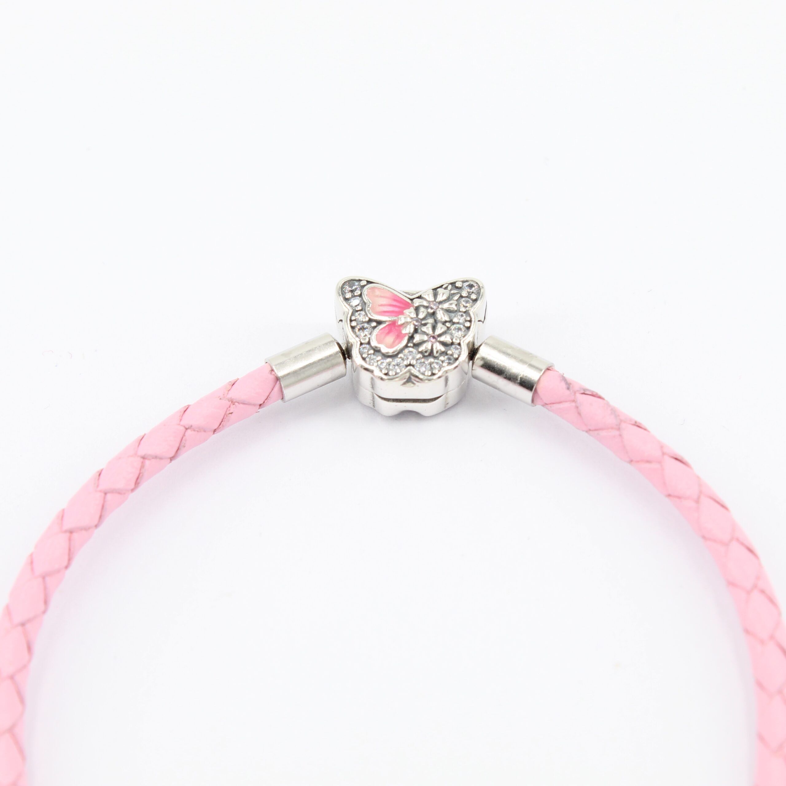 Rosa Leder Charm Armband Schmetterling 4 Rosa Leder Charm Armband Schmetterling