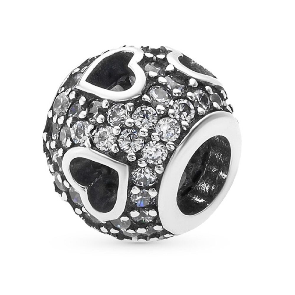 Durchbrochene Herzen Pavé Charm 1 PANDACHARMS Durchbrochene Herzen Pavé Charm, SKU C02029
